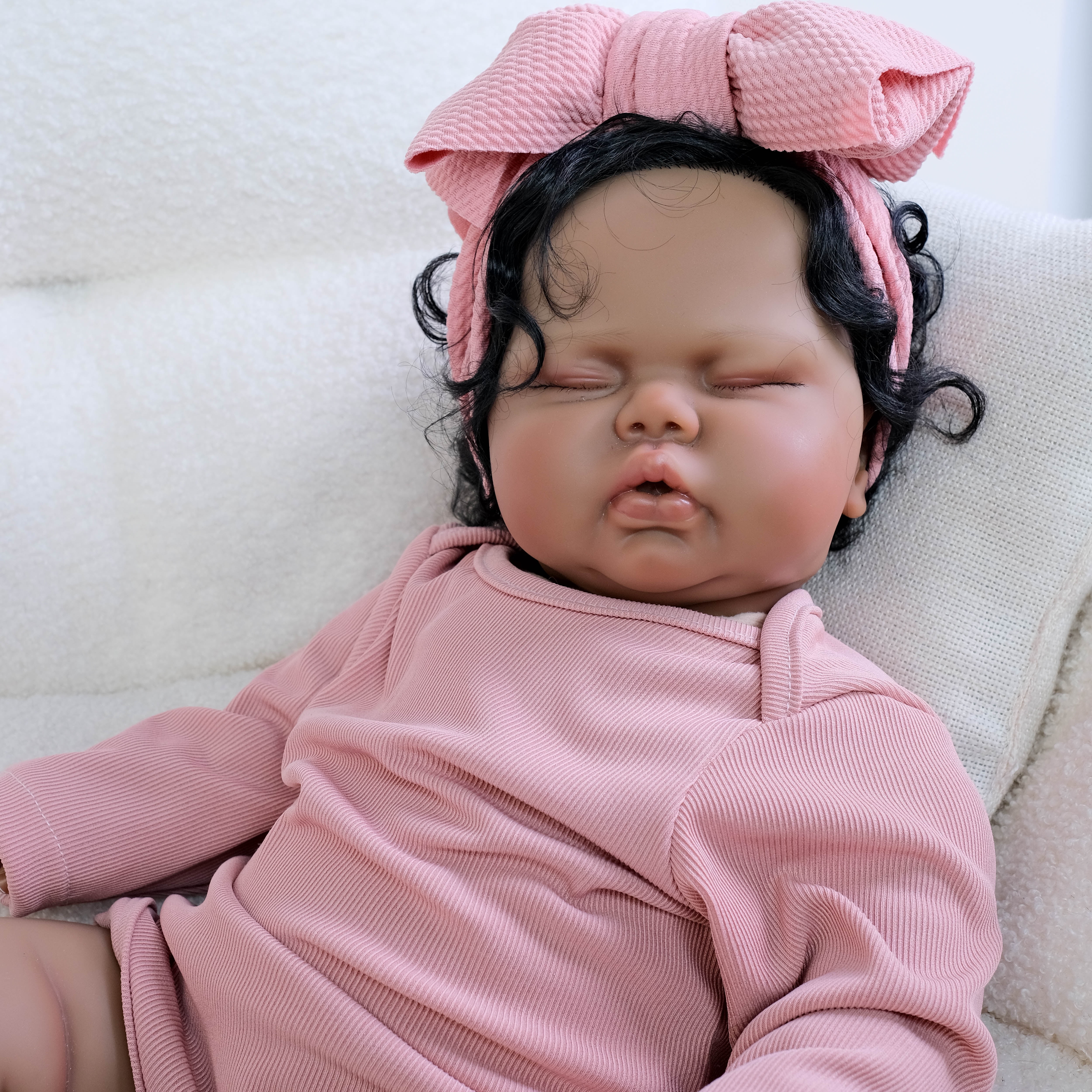 Realistic Reborn Baby Dolls 19 inch African American Newborn Soft Cloth Body Adorable Lifelike Newborn with Accessories and Toy Gift for 3+ Years Old Kids