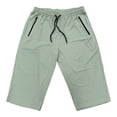 thumbnail image 4 of Tbopshirt Mens Capri Pants Solid Color Elastic Waist Drawstring Zippered Pocket Casual Sports Capris Pants,S-3XL, 4 of 6