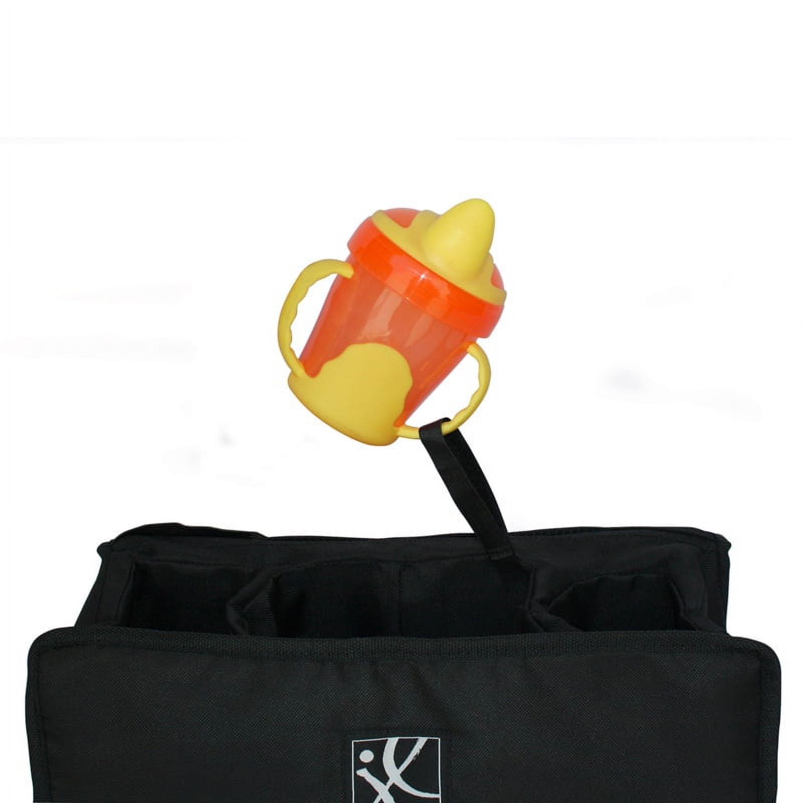 J.L. Childress Food 'N Fun Universal Stroller Snack Tray - Cup Holders, No-Throw Strap - Black