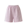 thumbnail image 2 of Women's Plaid Straight Leg High Waist Pocket Shorts, Polyester Loose Casual Short Trousers, Summer Daily Bottoms for Travel Shopping Home | TruHer,White Free Size, 2 of 5