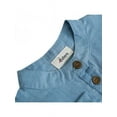 thumbnail image 4 of Girls Solid Jean Shirts Kids Long Sleeve Ruffle Irregular Hem Denim Tops Dress, 4 of 5