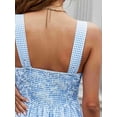 thumbnail image 2 of Womens Tank Tops Fashion Summer Smocked Blouses Square Neck Sleeveless Shirts Babydoll Shirt Blue XL, 2 of 7