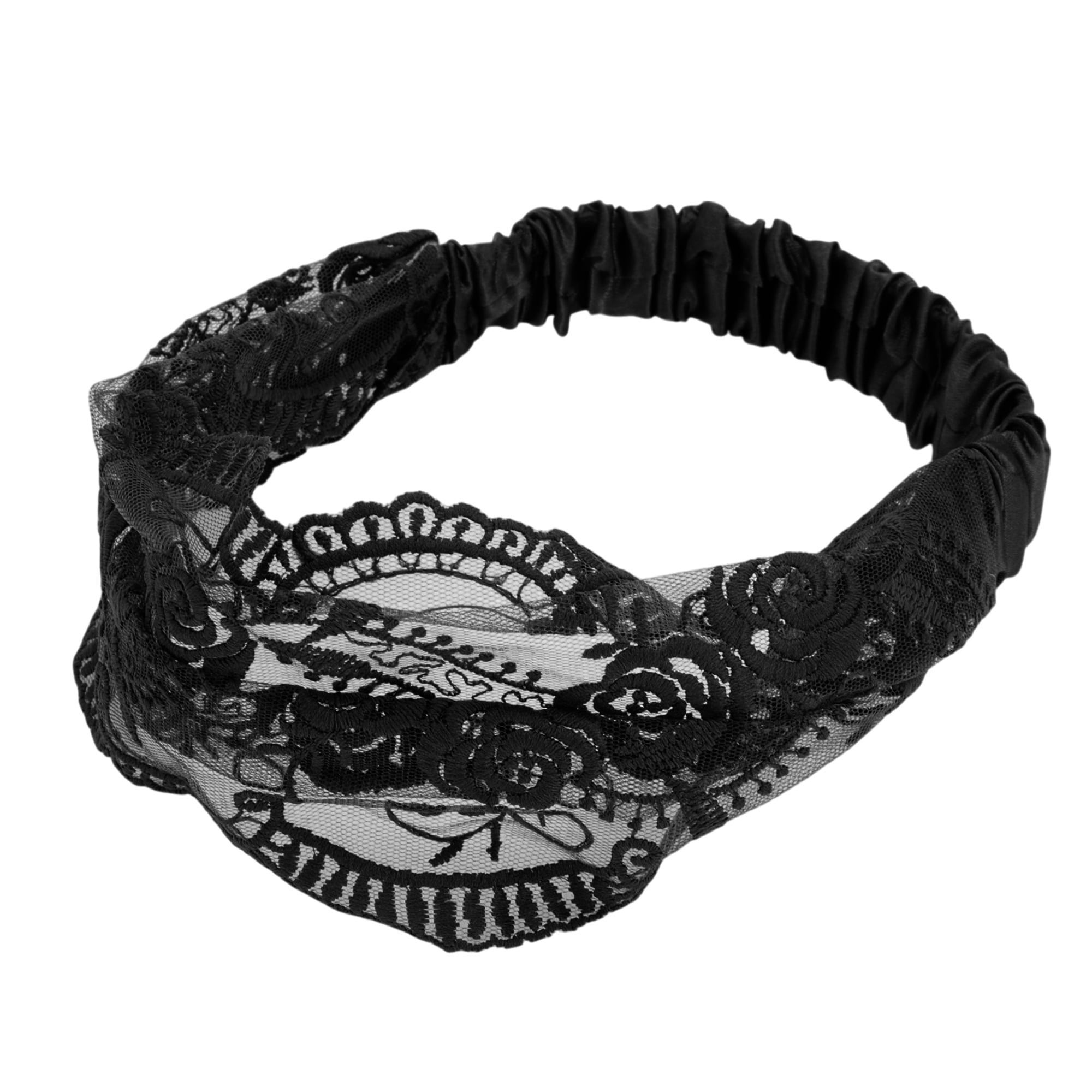 Unique Bargains Rose Lace Headband 1 Pc Black