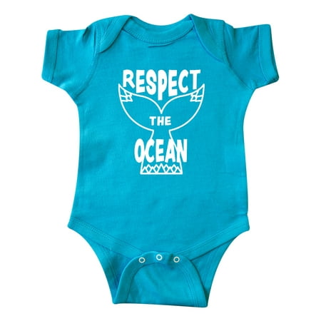 

Inktastic Respect The Ocean with Whale Tail Gift Baby Boy or Baby Girl Bodysuit