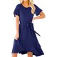 thumbnail image 1 of Txlixc Vestido Midi de Verano para Mujer Color Sólido Manga Corta Dobladillo Irregular Vestido con Cinturón Txlixc  Moda, 1 of 6