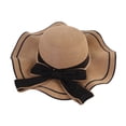 thumbnail image 4 of Sombrero de playa tejido para mujer, sombrero de alero grande a la moda para fiestas, vocaciones, regalo de cumpleaños Caqui, 4 of 8