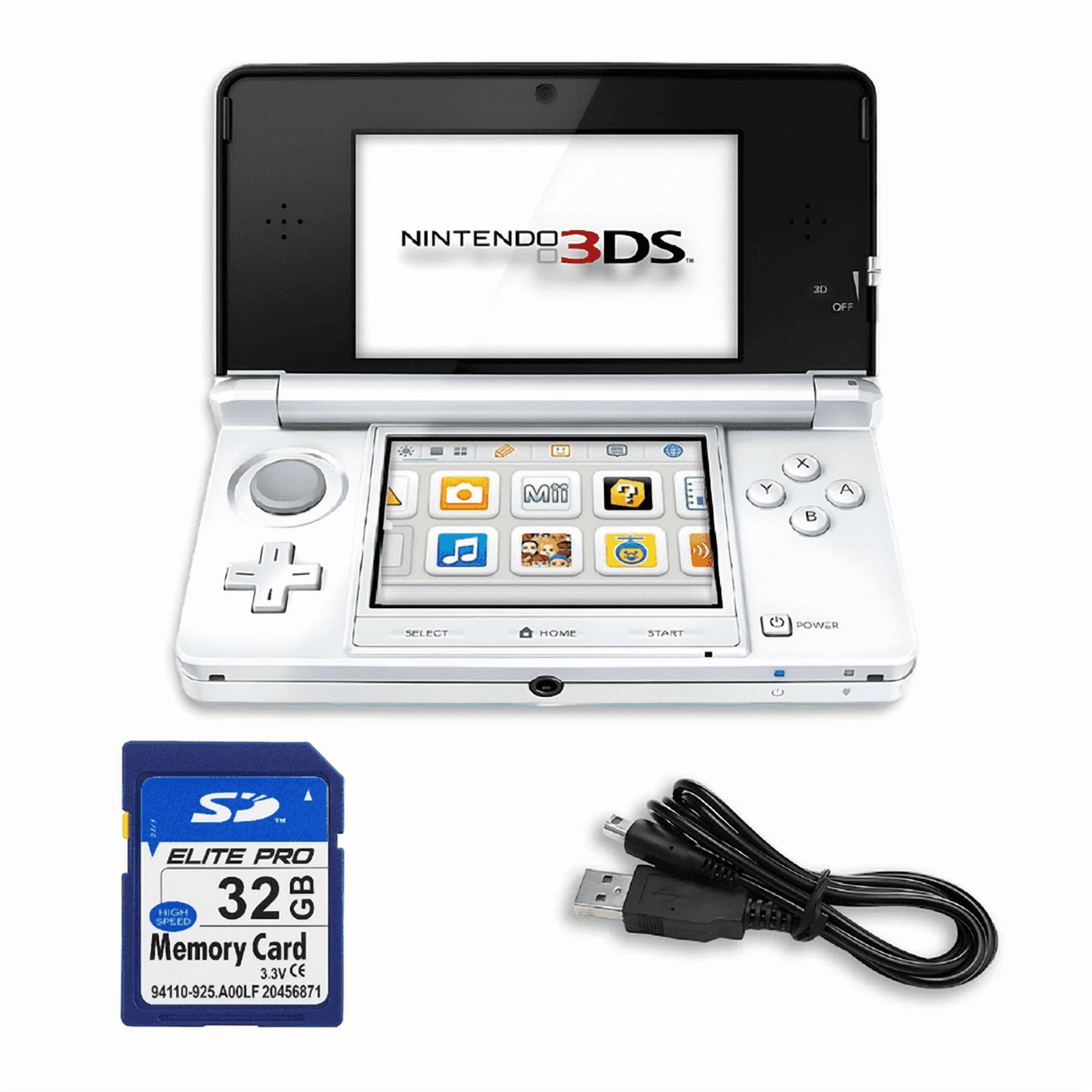 Nintendo 3DS Game Console with RetroFam 32GB SD Card, Ice White