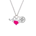 thumbnail image 2 of Delight Jewelry Silvertone Small Gelato Script Initial - N - Hot Pink Heart Nurse Strong Zoe Necklace, 2 of 4