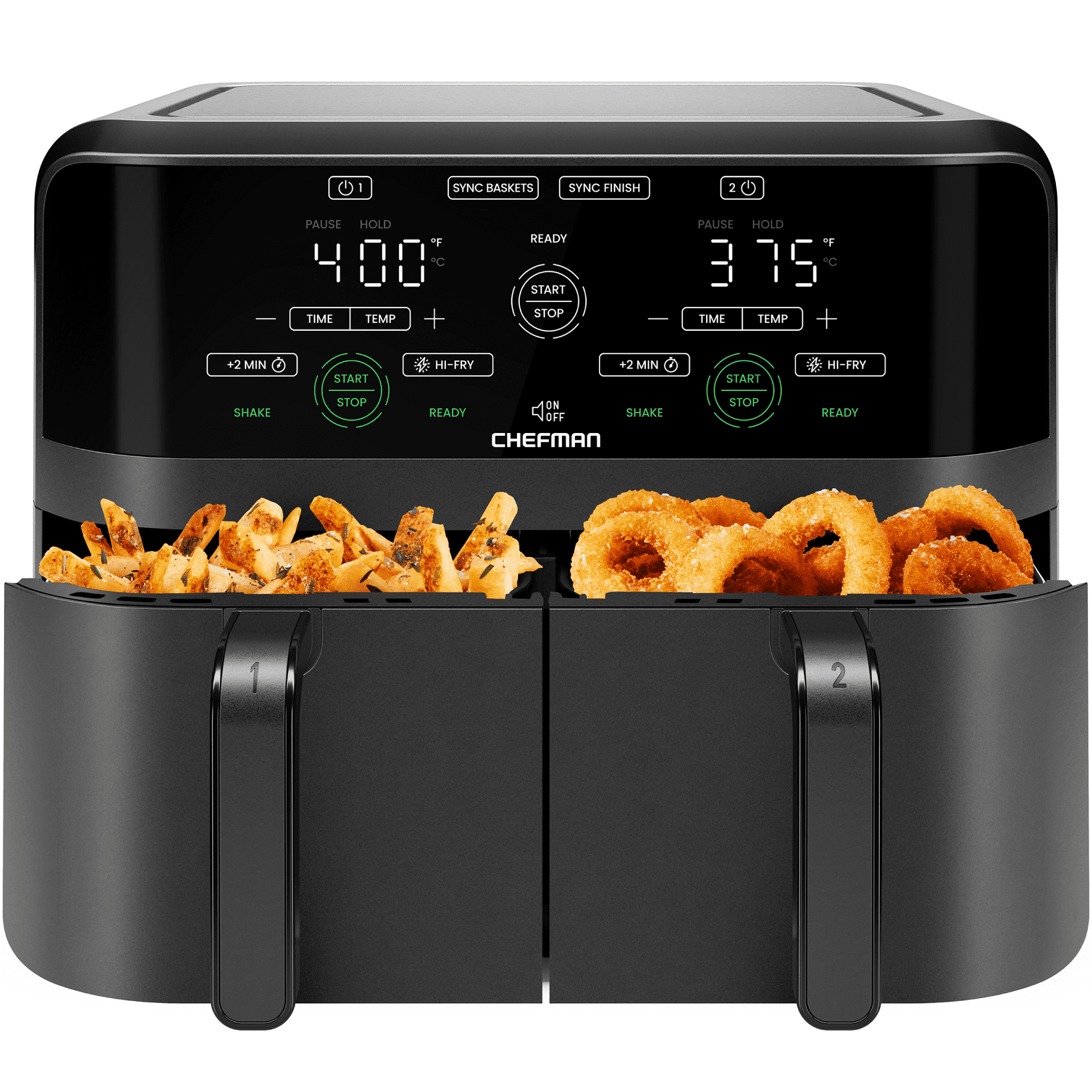 Chefman 5.5L Dual Basket Digital Air Fryer - Two Independent 2.75L