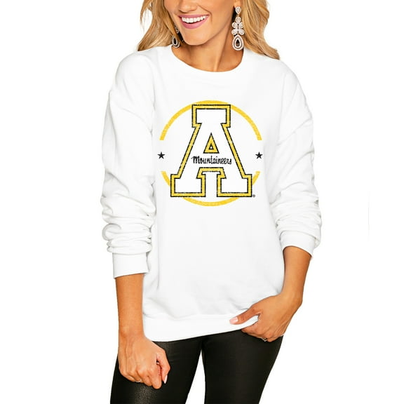 Women's Gameday Couture White Appalachian State Mountaineers End Zone Oversized Sweatshirt
