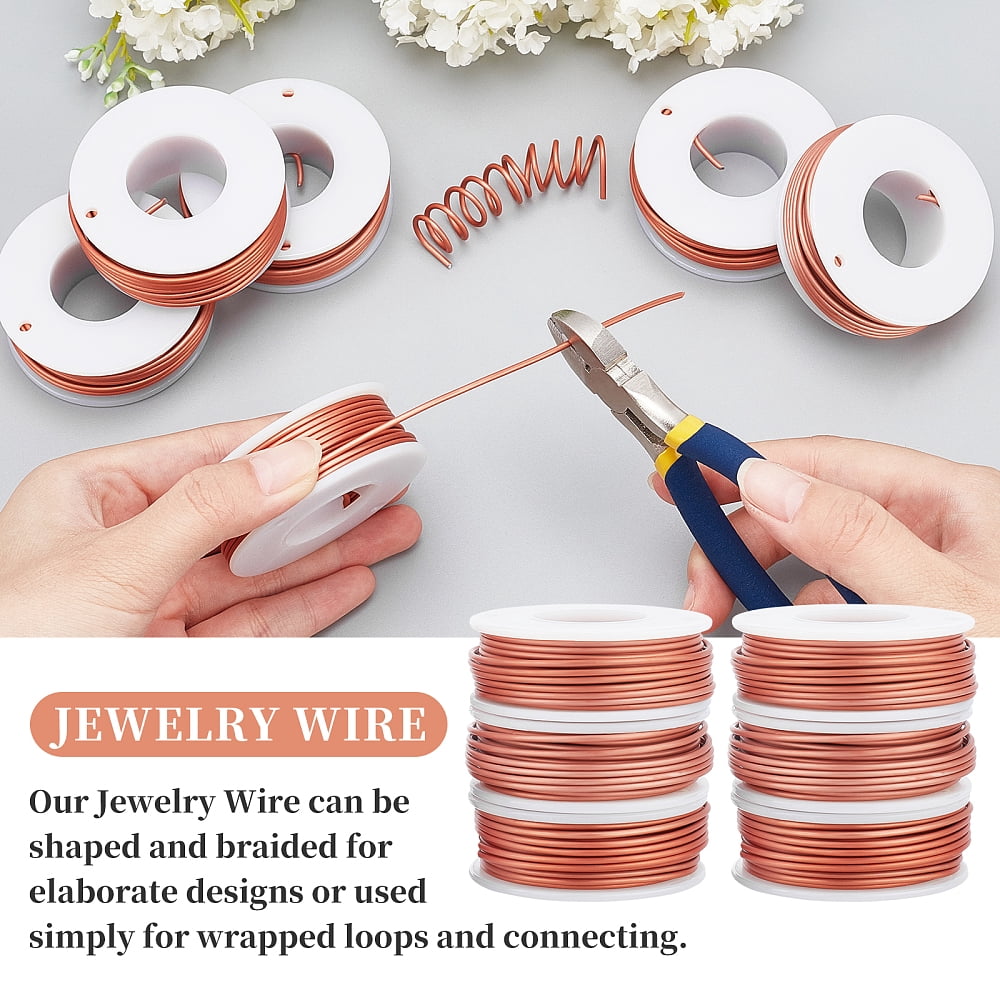 1Set Round Aluminum Wire with Iron Side Cutting Pliers Dark Salmon 15 Gauge 1.5mm 10m/roll 6 rolls Mixed Color