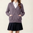 thumbnail image 4 of BLVB Girls Cardigan Long Sleeve Button down Sweater Kids Knit School Uniform Sweaters for Teen Girls with Pockets 5-17 Years(Bronze,16-17 Years), 4 of 7