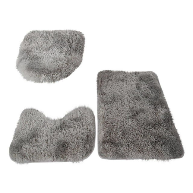 Pompotops Tie Dyed Plush Carpet Plush Toilet Three Piece Set Non Slip Mat Bath Clearance