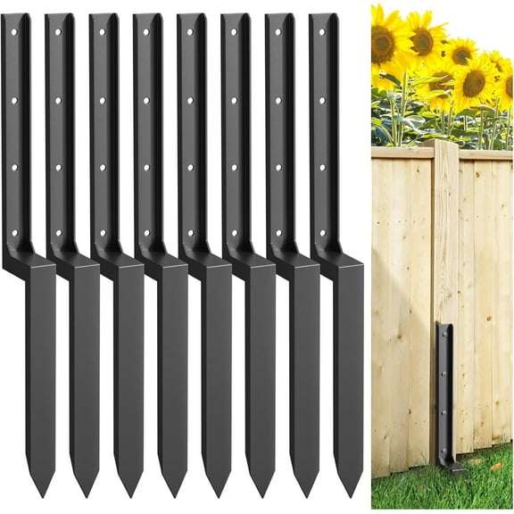 Sedeke 8PCS Fence Post Repair Kit, Heavy Duty Fence Post Repair Stakes, Anchor Ground Spike for Fix Broken Wooden Support