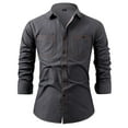 thumbnail image 2 of HUANBAI Retro Jeans Shirt Man Double Pocket Men Shirt Workwear Style Long Sleeved Shirt Man, 2 of 6