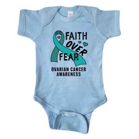 

Inktastic Ovarian Cancer Awareness Faith Over Fear with Teal Ribbon Gift Baby Boy or Baby Girl Bodysuit