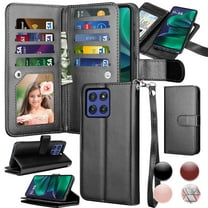 Tiflook Wallet Case for Moto G Stylus 5G 2025 6.7", PU Leather ID Cash Credit Card Slots Holder Carrying Pouch Folio Flip Cover [Detachable Magnetic Hard Cases] Lanyard - Black