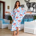thumbnail image 3 of Xixirimido Red Bows Stars Blue Grids Print Women Kaftan Dresses Plus Size Swimsuit Coverup Batwing Sleeve Summer Bathing Suit Caftan Loungewear Beach Cover Up, 3 of 7