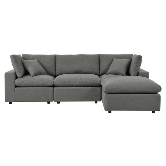 Modular Lounge Sectional Deep Sofa Set, Charcoal Grey Gray, Fabric, Modern Contemporary, Outdoor Patio Balcony Cafe Bistro Garden Furniture Hotel Hospitality