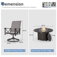 thumbnail image 5 of ALAULM 5 Piece Outdoor Conversation Sets, 4 Textilene Fabric Swivel Chairs with Metal Frame and w/48in Propane Round Fire Pit Table for Deck Garden Backyard Porch,Brown, 5 of 7