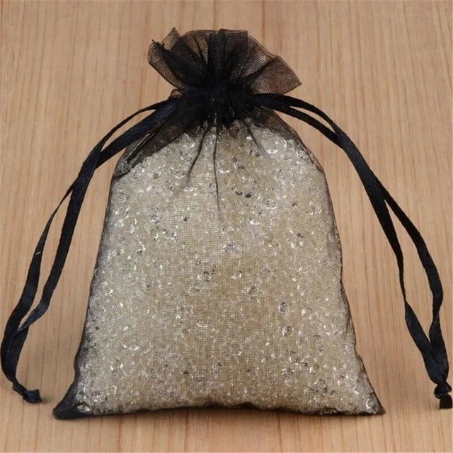 Bolsa de Organza para embalaje de joyas, decoración de fiesta de boda, bolsas de tul con cordón, para regalo, 7x9, 9x12, 10x15cm, 50/100 Uds., 50%