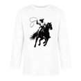 thumbnail image 4 of Jjayotai Men's Western Cowboy Shirt, 3/4 Sleeve Round Neck Casual Summer Shirts, Country Cowboy Riding Horse in Wild West Top White XXXL, 4 of 5