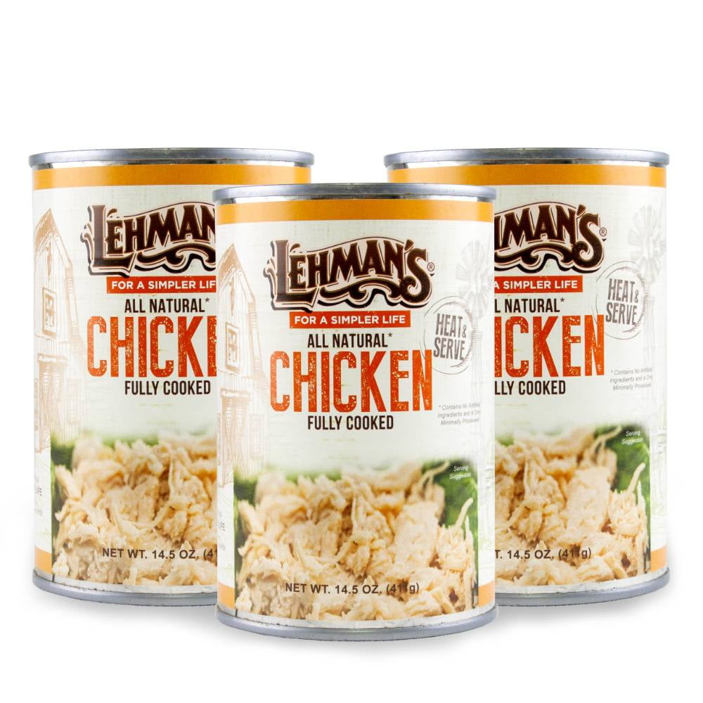 Lehman's All Natural USA Made Ready to Eat Canned Chicken Meat, 14.5 oz each, Pack of 3