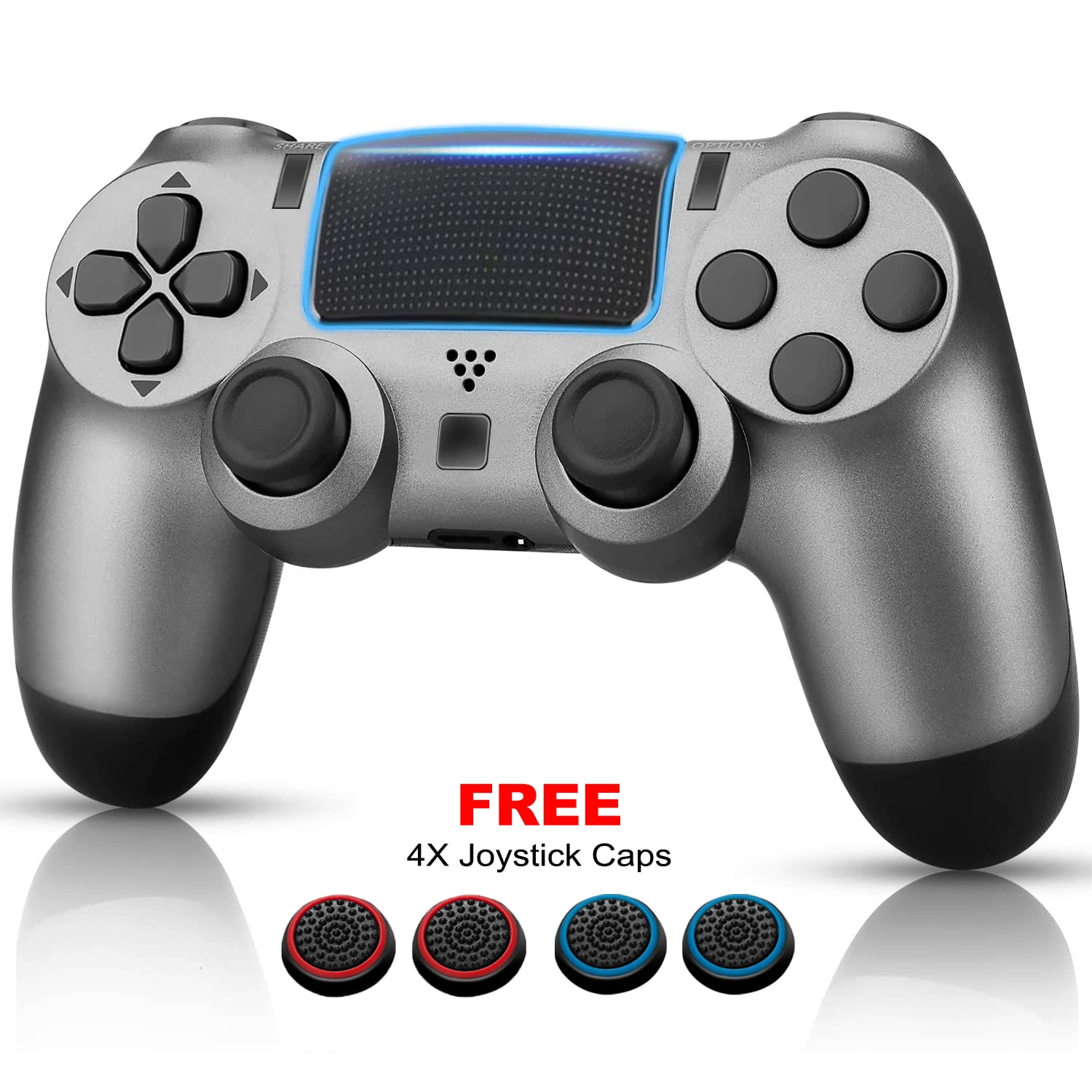 Konsultere diagram ært Wireless Game Controller Bluetooth Gamepad Compatible with PS4 Console  (Steel Black) - Walmart.com