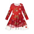 thumbnail image 2 of Grblisyd Christmas Dresses for Girls Long Sleeve A Line Skater Dress Casual Everyday Outfit Crew Neck Xmas Printed Midi Dress, 2 of 4