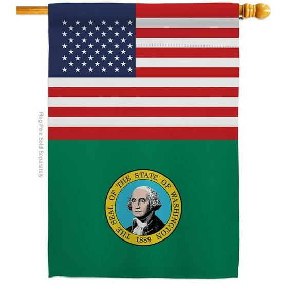 Americana Home & Garden H140810-BO 28 x 40 in. USA Washington American State Vertical House Flag with Double-Sided Decorative Banner Garden Yard Gift
