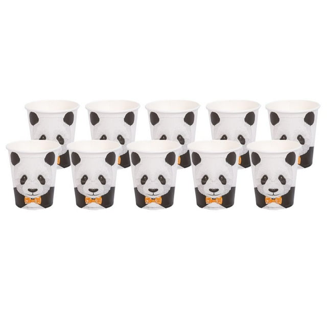 GUOOL 10Pcs Cute Panda Paper Cups Set Kids Birthday Wedding Party 10Pcs Paper Cups