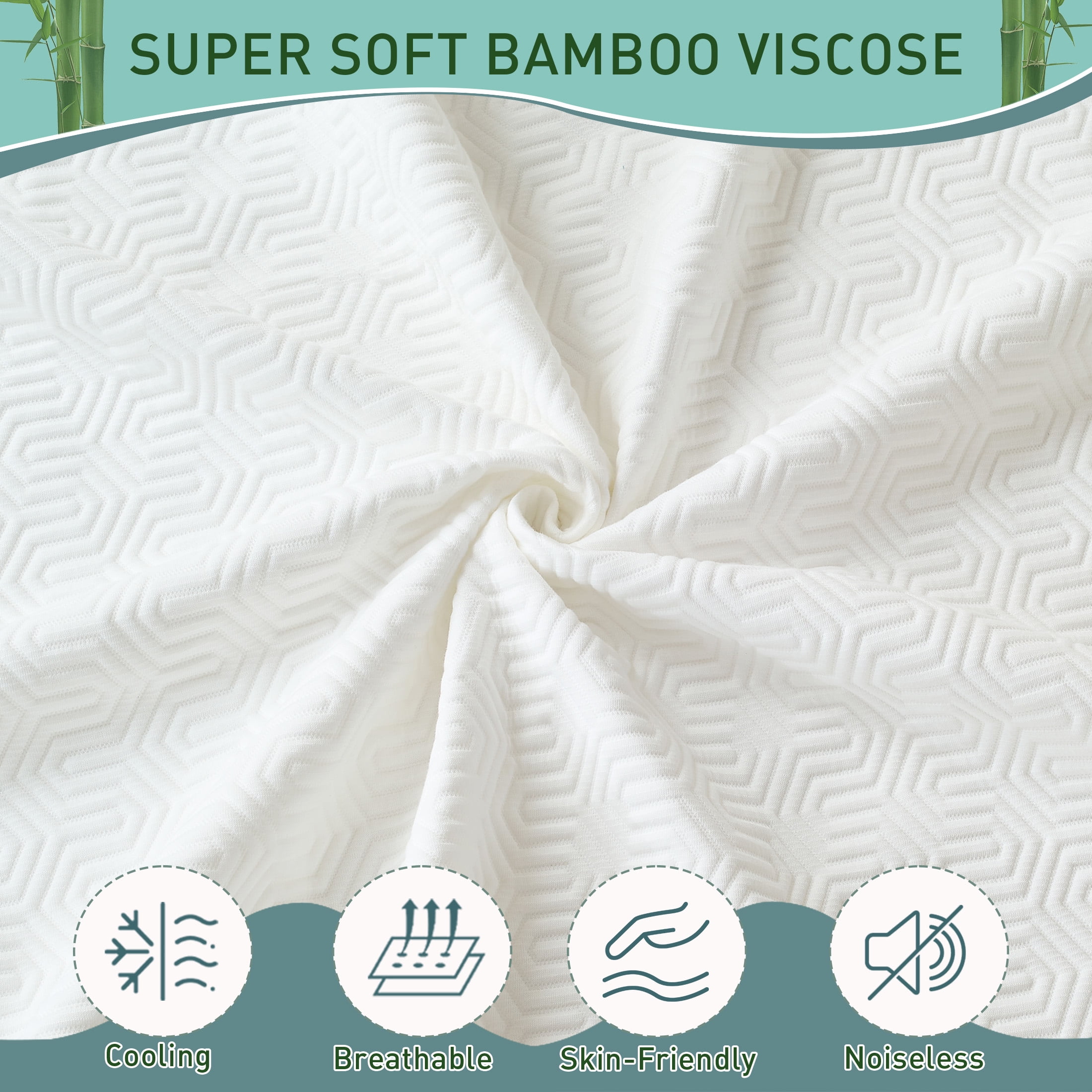 CIVETET Queen Mattress Protector Waterproof, 3D Air Bamboo Mattress Cover, Fitted Sheet Style Cooling Mattress Pad with 18" Deep Pocket, Noiseless, Breathable (60'' X 80'')