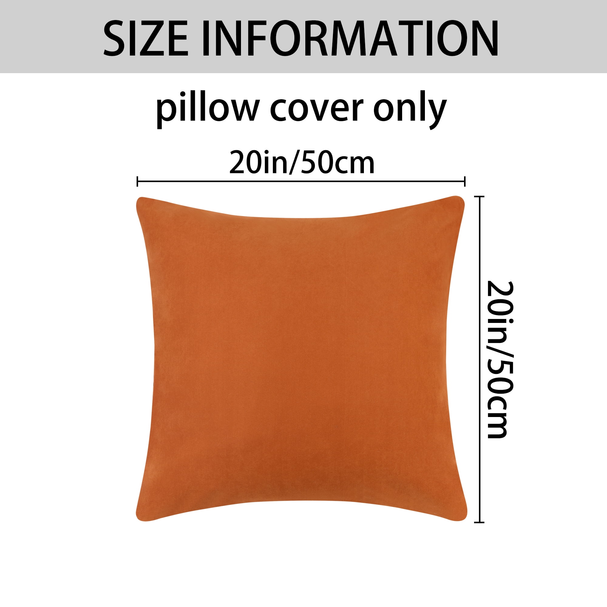Unique Bargains 4 Pcs Solid Color Pillowcases Hidden Zipper Pillow Covers Orange 20" x 20"