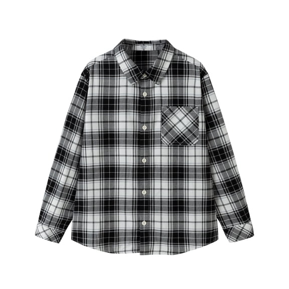 Balabala Boys' and Girls' Long Sleeve Flannel Shirt, Toddler & Kids Plaid Button Down, Soft Cotton Blend, Casual Fall Outerwear