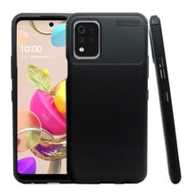 Funda de Silicon Uso Rudo Atti Rugged Carbon LG K52/K62/Q52 Negro 1pz Mas Mica 9D