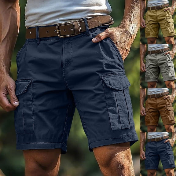 Men's Cargo Shorts 5" Inseam Cotton Blend Zipper Pockets Button Closure Athletic Joggers Quick Dry Lightweight Breathable Hiking Gym Workout Casual Daily Wear Summer | AESTIVO,Gray M
