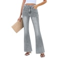 thumbnail image 2 of Wutalume Low Rise Jeans for Women Wide Leg Straight Cut, Stretch Denim with Pockets, Loose Fit Comfort for Casual Wear,Gray M, 2 of 7
