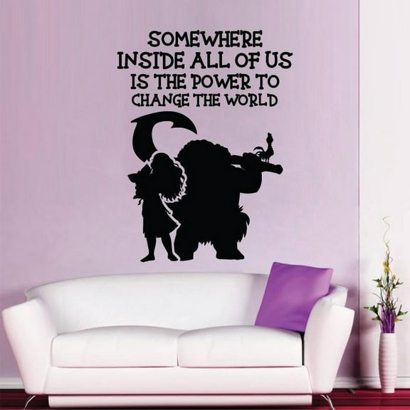 Somewhere Inside All Of Us Is The Power To Change The World Vinyl Wall Art Decal Moana Disney Themed Wall Sticker For GirlBoy Kid Room Design Bedroom Nursery Kindergarten Decoration Size (30x30 inch)