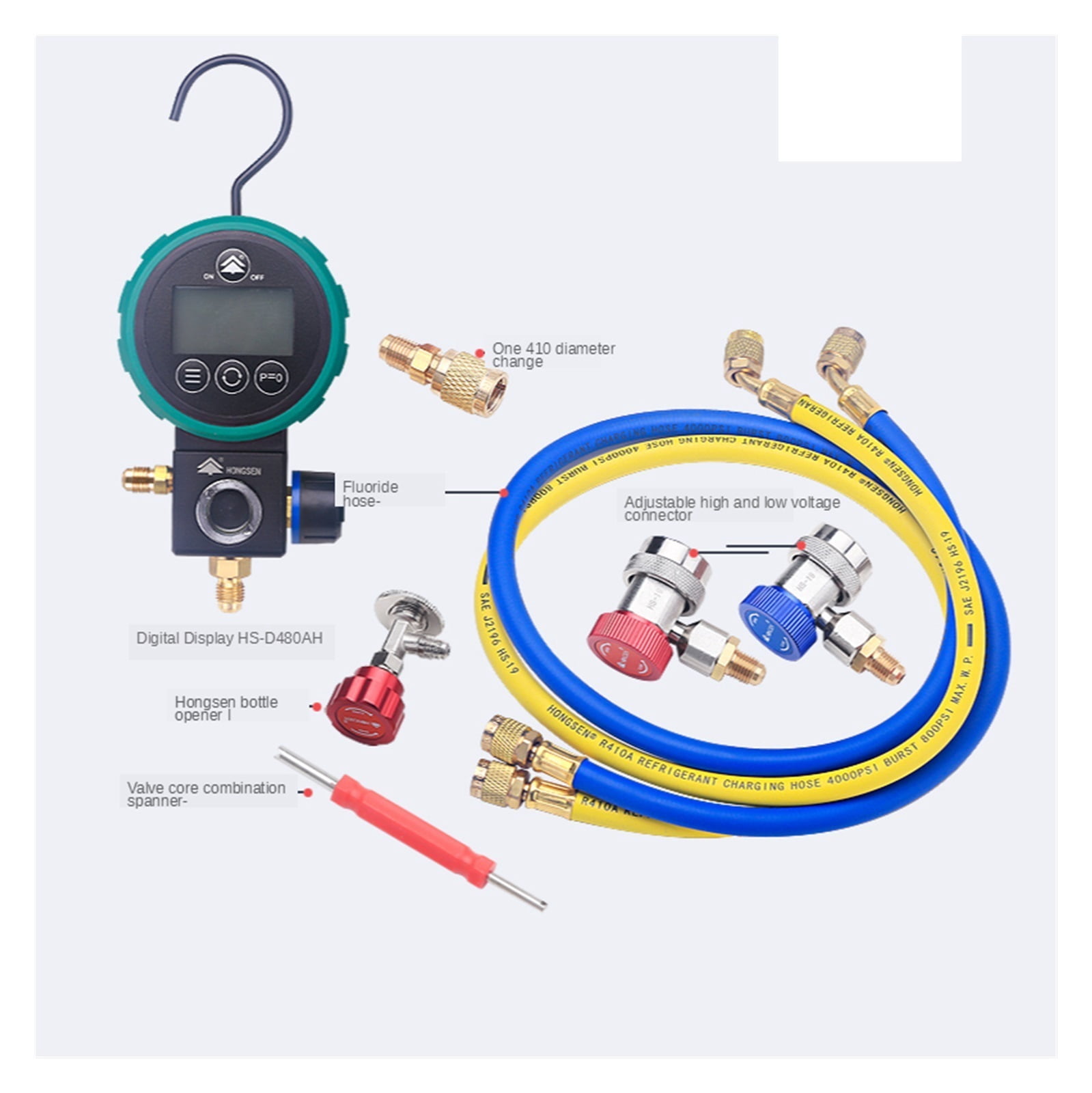 Refrigerant Pressure Gauge Manifold Digital Refrigeration Tester Vacuum Meter HVAC Tester Freon Pressure R134A R410 R22 ,Accurately Measure