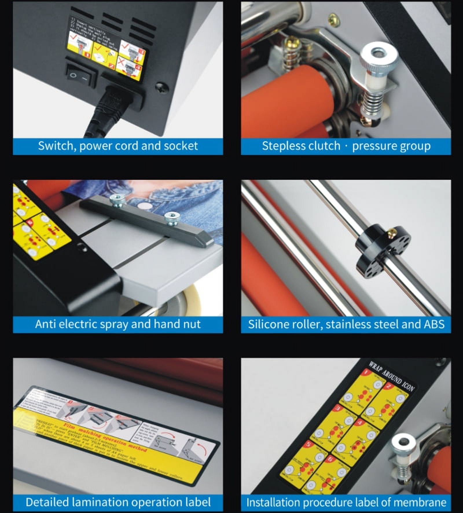 INTBUYING 17.3inch Hot Cold Roll Laminating Machine Electric A2 Digital Display Roll Lamina-tor 110V