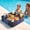 Blue, variant on INTER HUT Square Floating Tray with 4 Cup Holders & Handles, Wicker Floating Serving Tray for Pool & Hot Tub, Light Brown