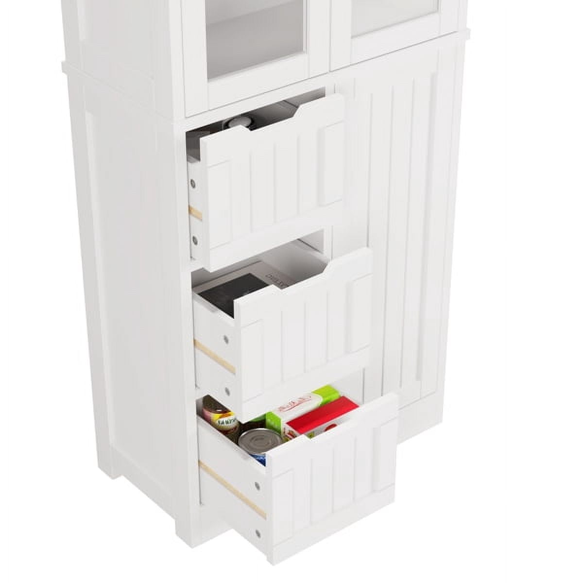 3-Door 3-Drawer 4-Layer Bathroom Cabinet, White