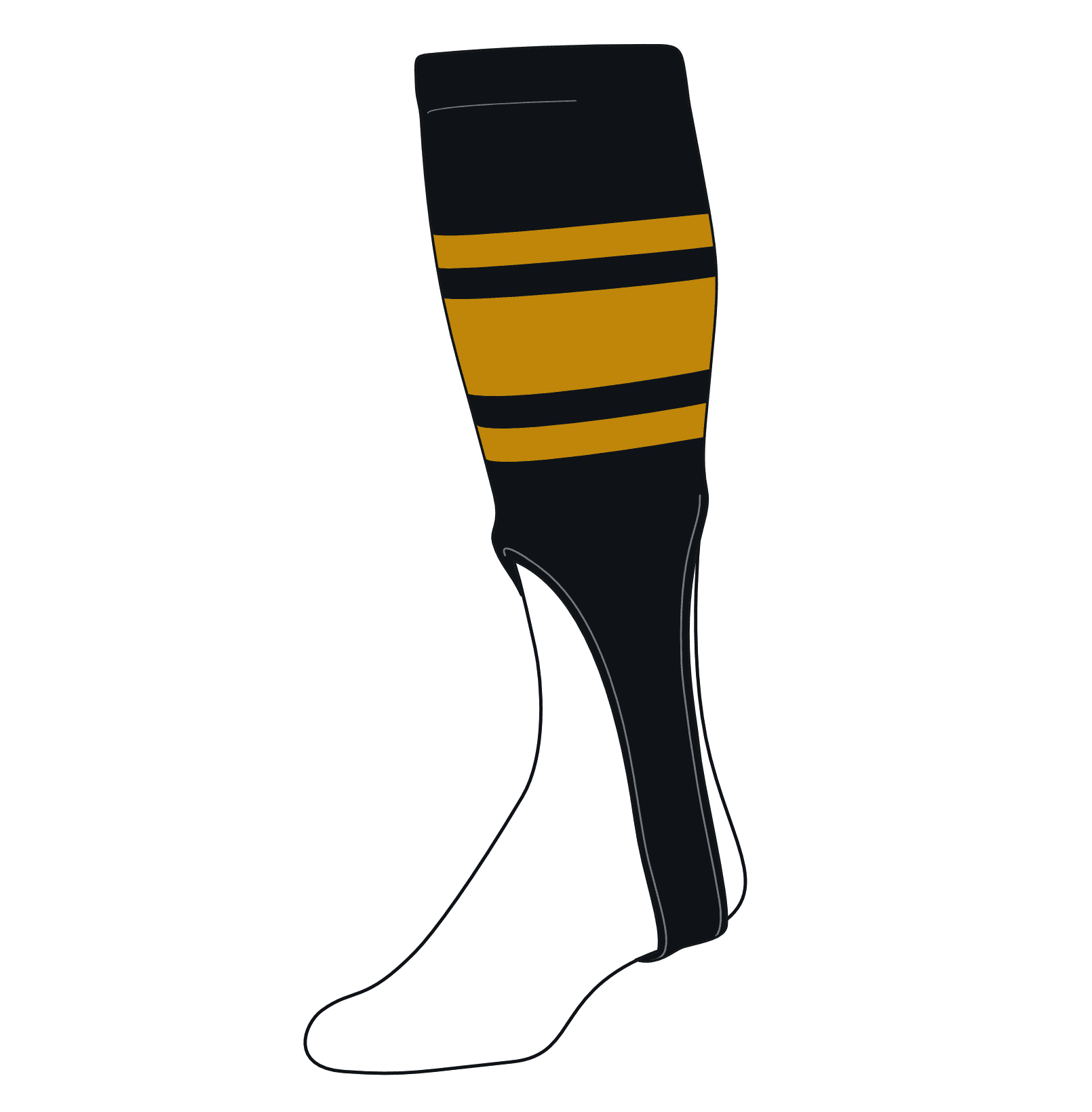 TCK Baseball Stirrups Large (300C, 9in) Black, Old Gold