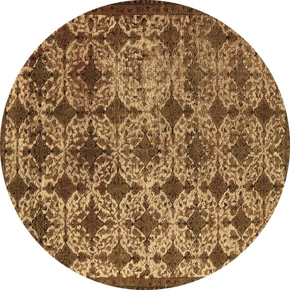 Ahgly Company Indoor Round Oriental Brown Industrial Area Rugs, 3' Round
