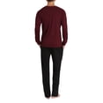 thumbnail image 3 of Mr. Sleep Adult Men's Soft Knit Cotton Pajama Pant and Long Sleeve Henley Button Down PJ Shirt Set - Burgundy with Black - S, 3 of 4