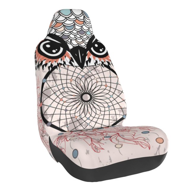 Wukai Dreamcatcher With Owl Full Set Car Seat Covers with Soft Padding Universal Auto Front Seats Protector and Cushion Mat