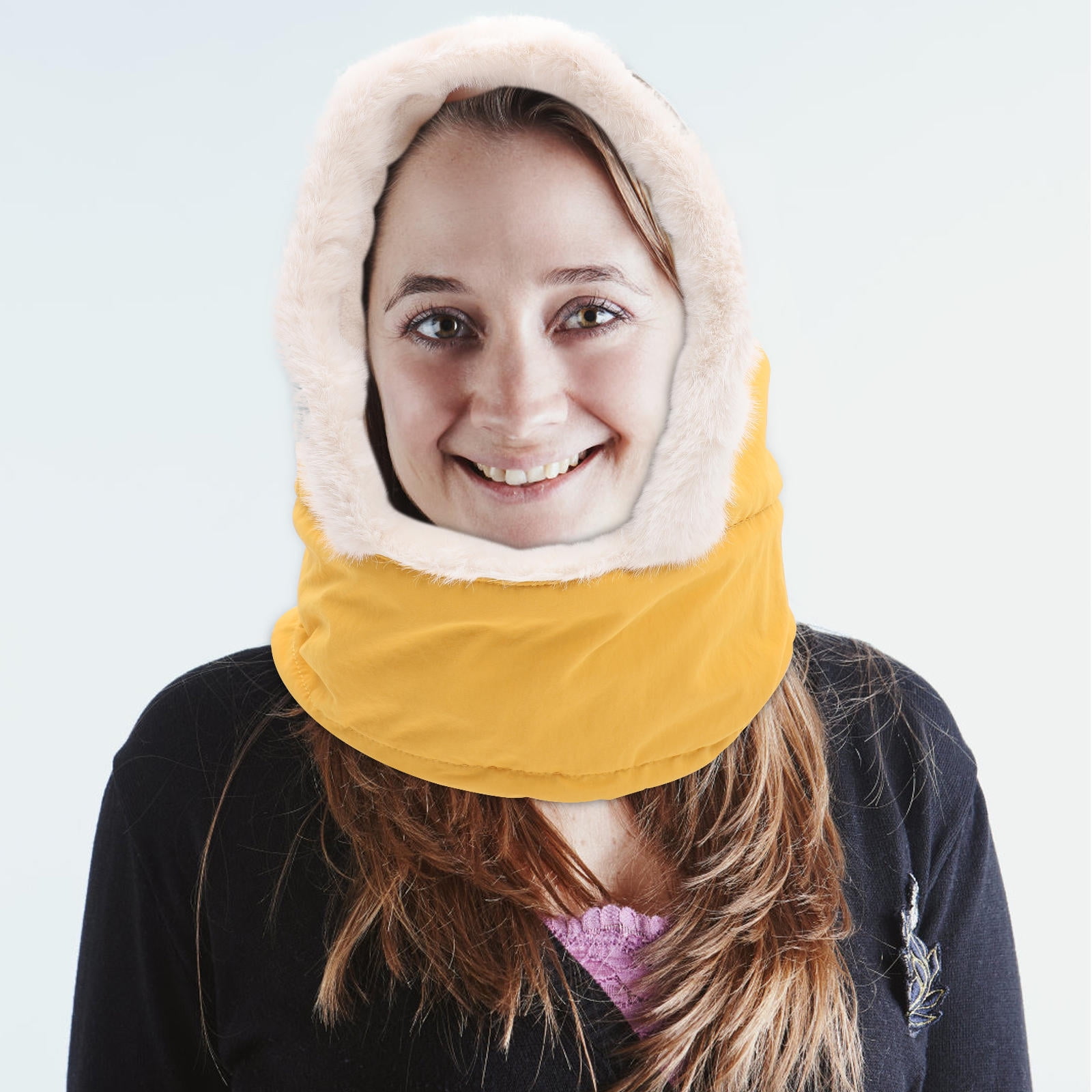 SKISUNO Cycling Mask Hood Orange Fleece Neck Warmer 1Pcs 15.7X9.8in