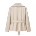 thumbnail image 4 of Wutalume Women's Solid Color Thick Long Sleeve Fashion Coat Jacket, Belted Short Jacket for Casual and Office Wear with Modern and Comfortable Design,White L, 4 of 5