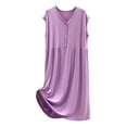 thumbnail image 2 of Lixiuxyad Women's Summer Sleeveless Loose Fit Swing Dress Button Down V Neck Casual Home Nightgown Womens Nightwear One Size, 2 of 4
