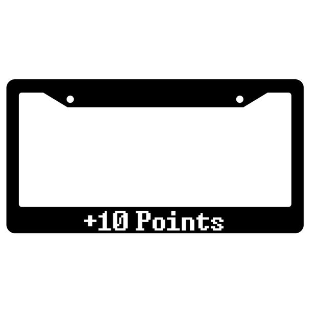 10 Points Black Plastic License Plate Frame
